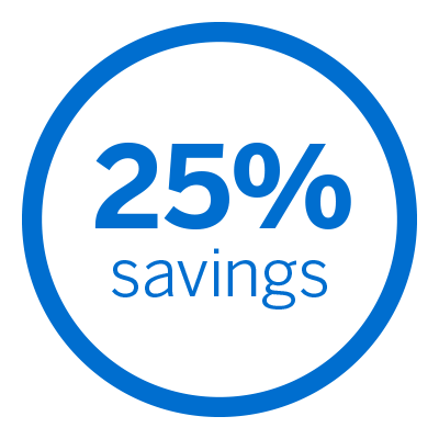 25% savings