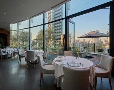 Restaurant overlooking a city