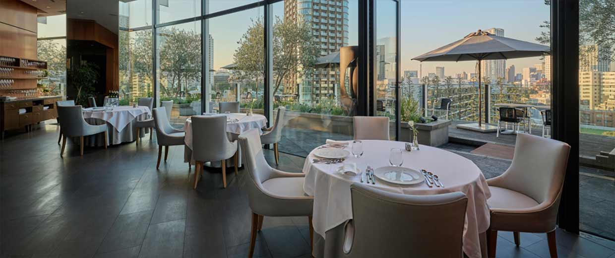 Restaurant overlooking a city