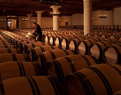Wine casks in a cellar